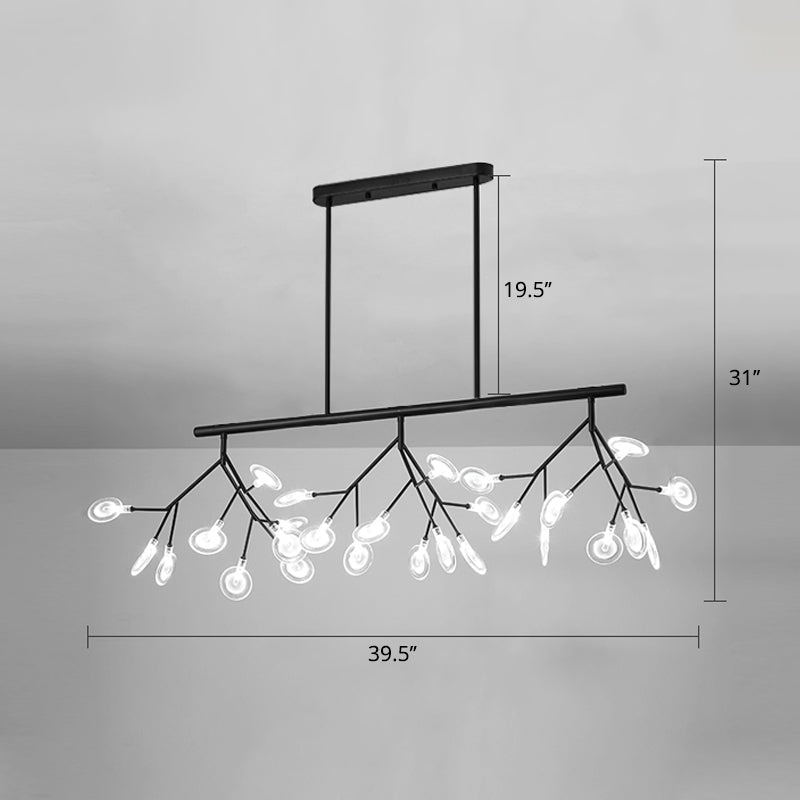 Minimalist Firefly Island Glass Lamp - 27-Bulb Suspended Lighting For Dining Room