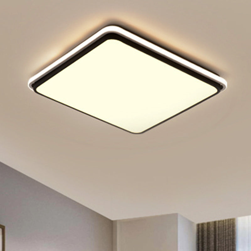 Modern Led Acrylic Flush Mount Ceiling Light - 16/19.5/35.5 Wide Black & White Square/Rectangle