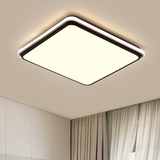 Modern Led Acrylic Flush Mount Ceiling Light - 16/19.5/35.5 Wide Black & White Square/Rectangle