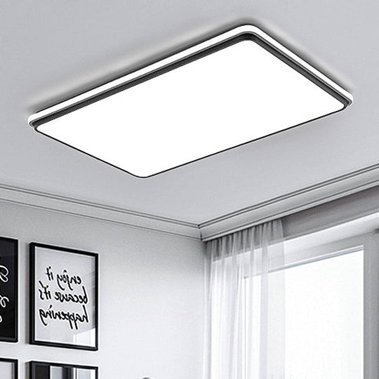 Modern Led Acrylic Flush Mount Ceiling Light - 16/19.5/35.5 Wide Black & White Square/Rectangle