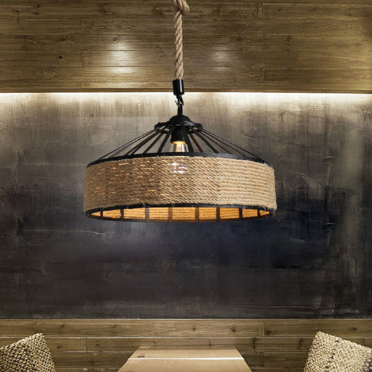 Country Restaurant Pendant Lamp - Black Metal Cone Shade