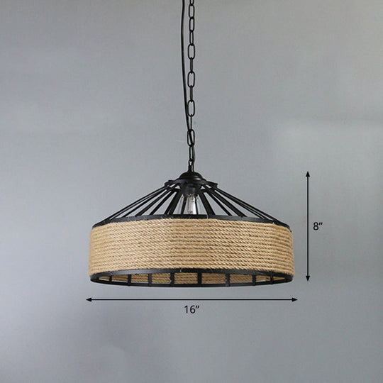 Country Restaurant Pendant Lamp - Black Metal Cone Shade