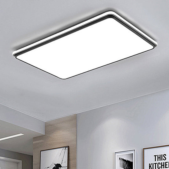 Modern Led Acrylic Flush Mount Ceiling Light - 16/19.5/35.5 Wide Black & White Square/Rectangle