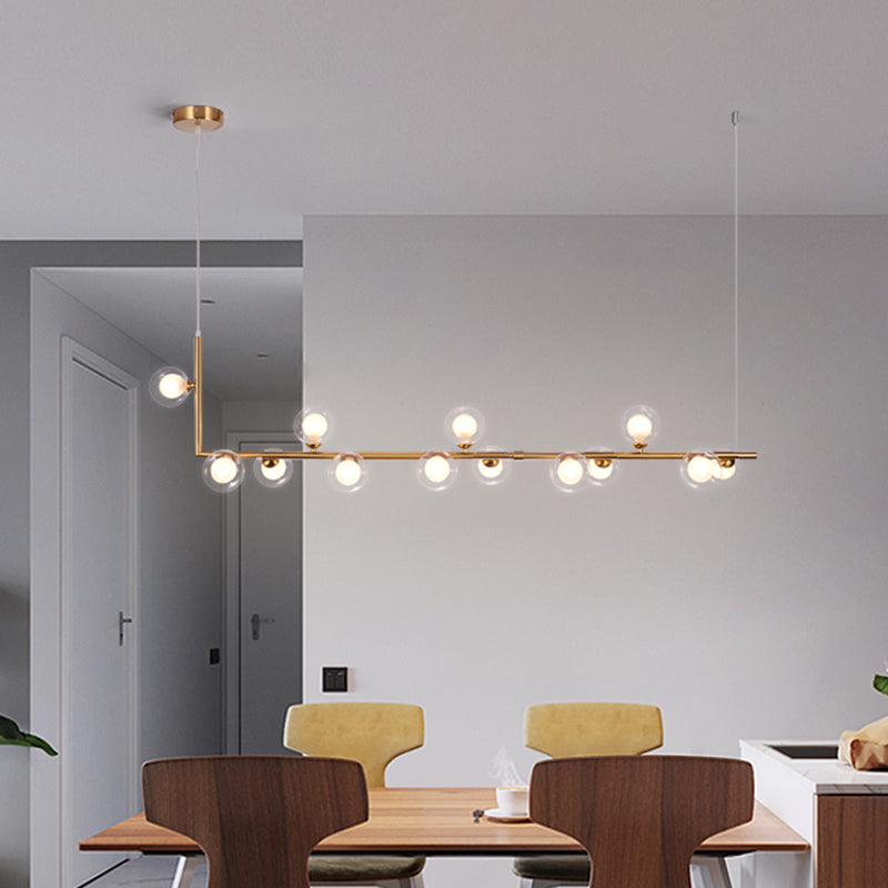 Sleek Glass Pendant Light For Dining Room With Hanging Island Design