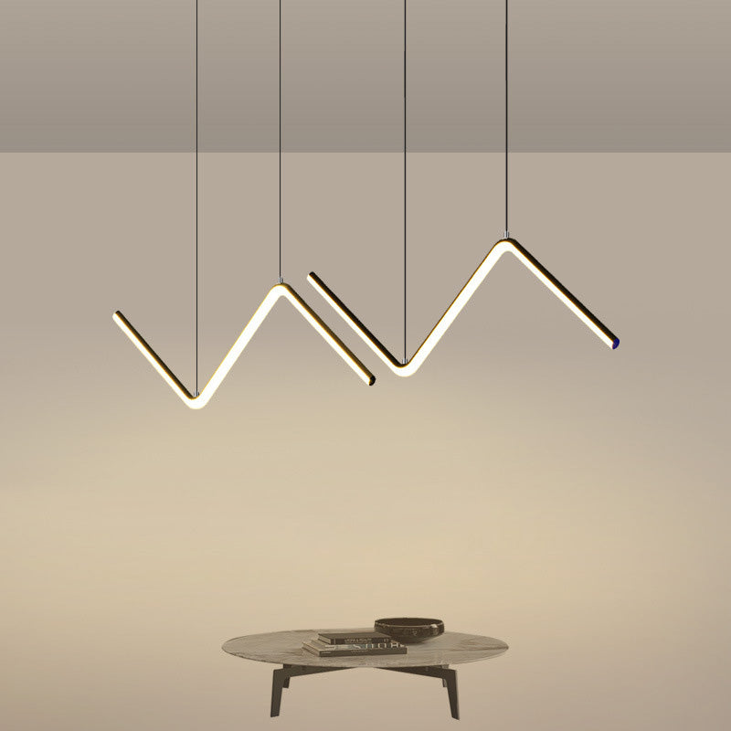 Modern Z-Shaped Led Pendant Light For Restaurants - Minimalist Aluminum Fixture