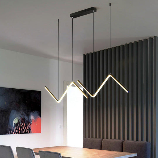 Modern Z-Shaped Led Pendant Light For Restaurants - Minimalist Aluminum Fixture