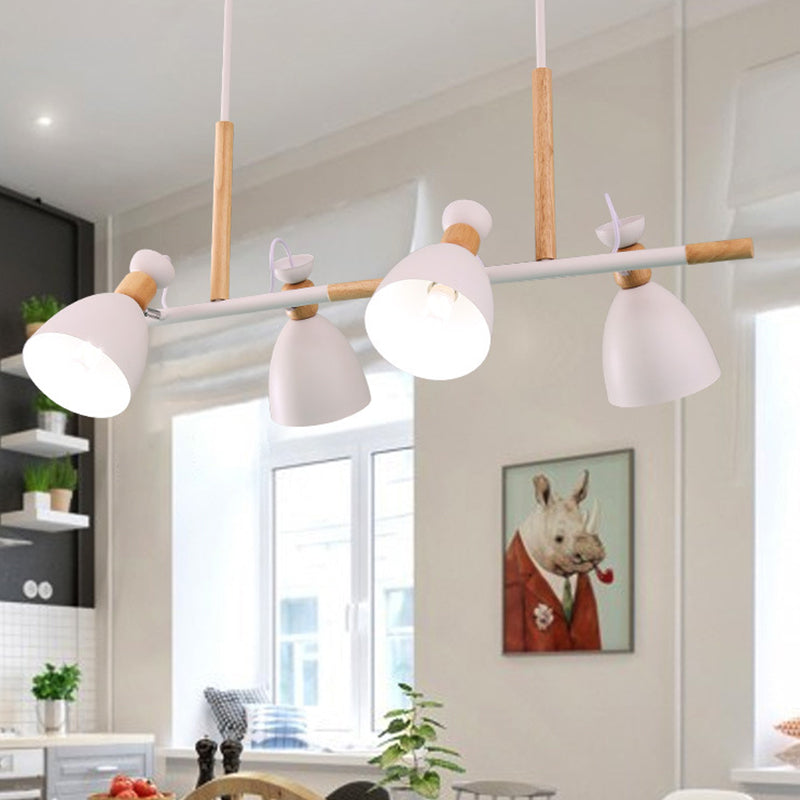 Nordic 4-Light Bell Metal Island Ceiling Hang Light - Adjustable For Dining Room