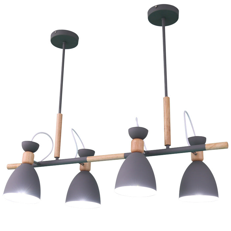 Nordic 4-Light Bell Metal Island Ceiling Hang Light - Adjustable For Dining Room