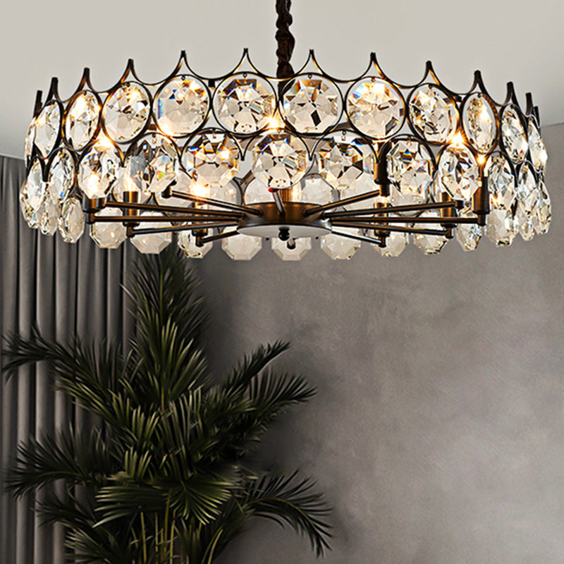 Postmodern Beveled Cut Crystal Chandelier Pendant Light - Elegant Hanging Lamp For Living Room