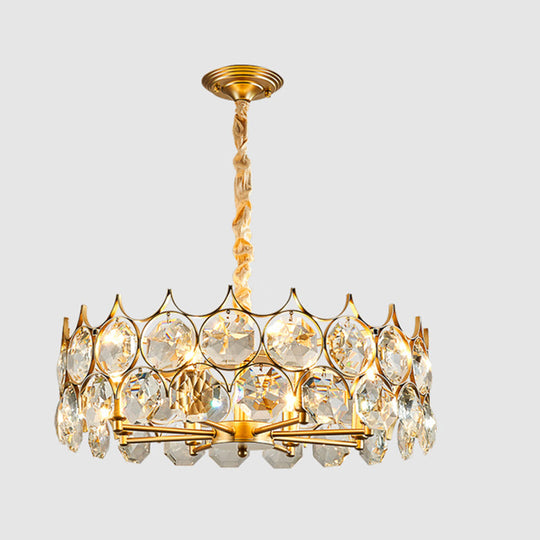 Postmodern Beveled Cut Crystal Chandelier Pendant Light - Elegant Hanging Lamp For Living Room