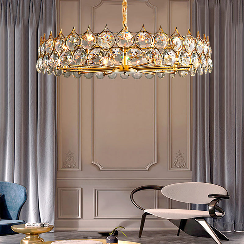 Postmodern Beveled Cut Crystal Chandelier Pendant Light - Elegant Hanging Lamp For Living Room