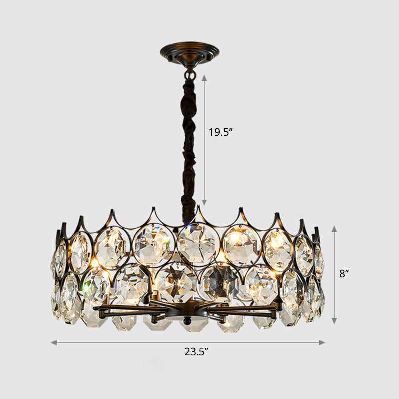 Postmodern Beveled Cut Crystal Chandelier Pendant Light - Elegant Hanging Lamp For Living Room