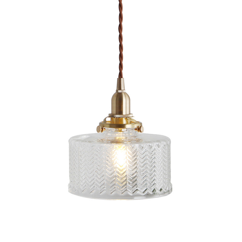 Round Nordic Brass Pendant Light With Clear Wavy Glass - Stylish Lighting Fixture