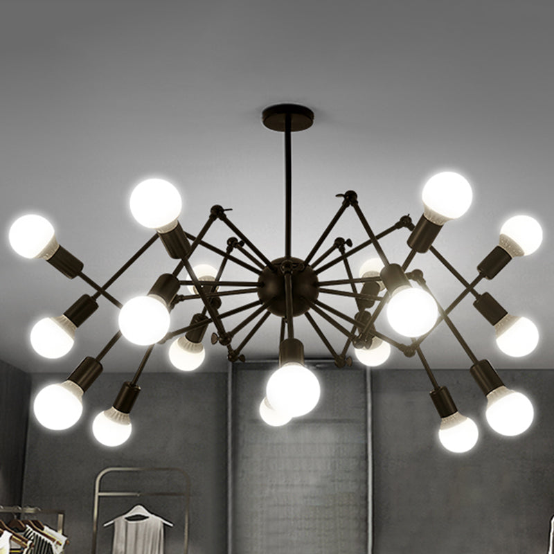 Industrial Spider Chandelier with Open Bulb Design for Clothing Shops