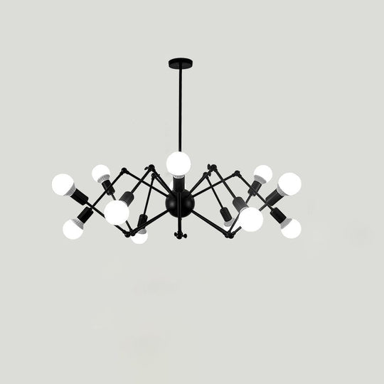 Industrial Spider Chandelier with Open Bulb Design for Clothing Shops