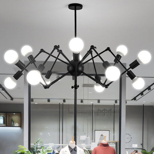 Industrial Spider Chandelier with Open Bulb Design for Clothing Shops