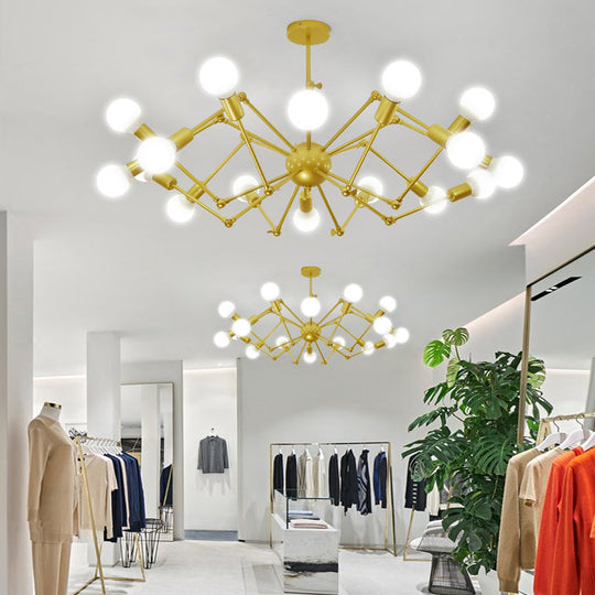 Industrial Spider Chandelier with Open Bulb Design for Clothing Shops