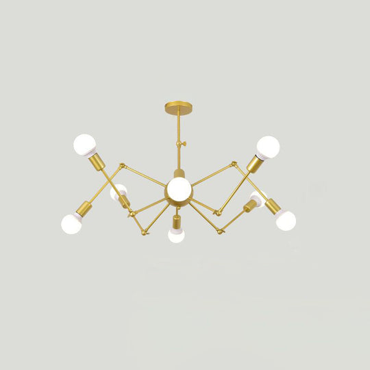 Industrial Spider Chandelier with Open Bulb Design for Clothing Shops