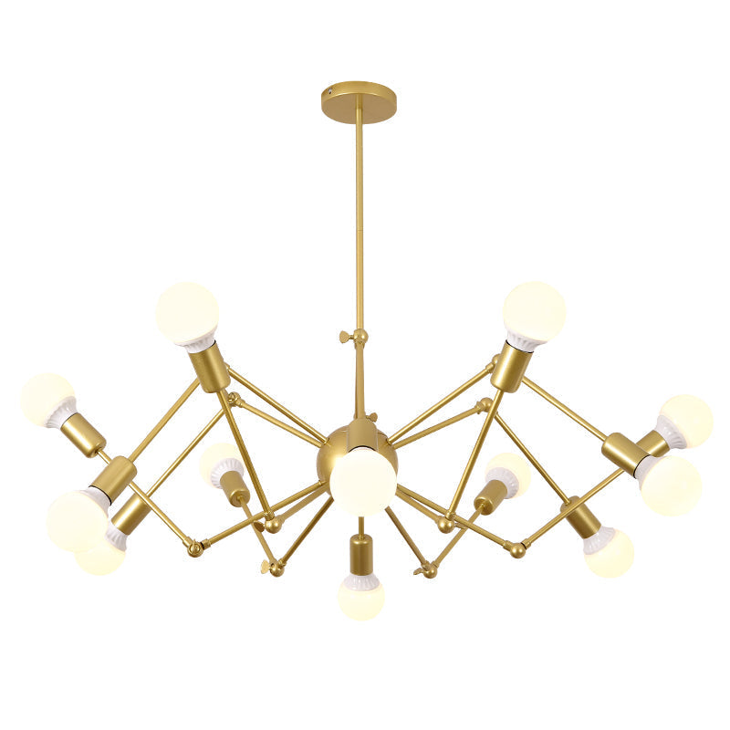 Industrial Spider Chandelier with Open Bulb Design for Clothing Shops