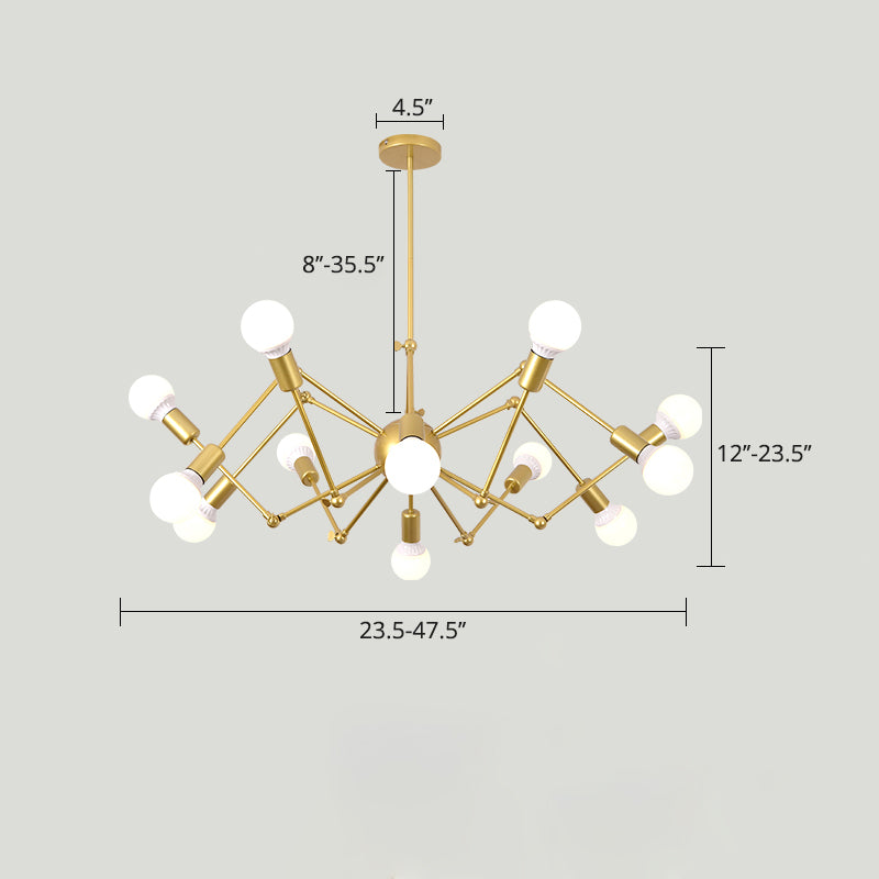 Industrial Spider Chandelier with Open Bulb Design for Clothing Shops