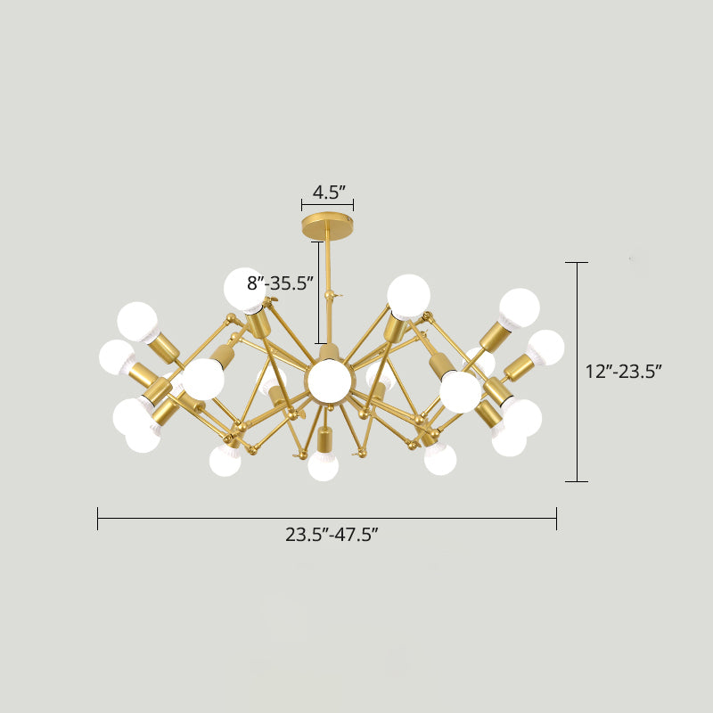 Industrial Spider Chandelier with Open Bulb Design for Clothing Shops