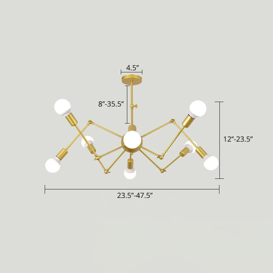 Industrial Spider Chandelier with Open Bulb Design for Clothing Shops