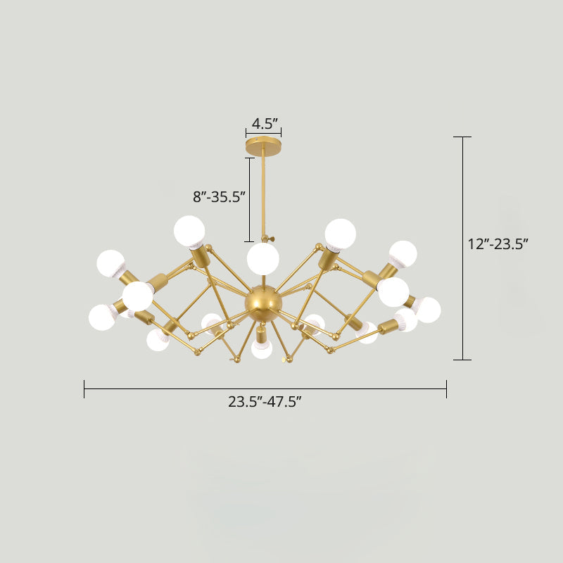 Industrial Spider Chandelier with Open Bulb Design for Clothing Shops