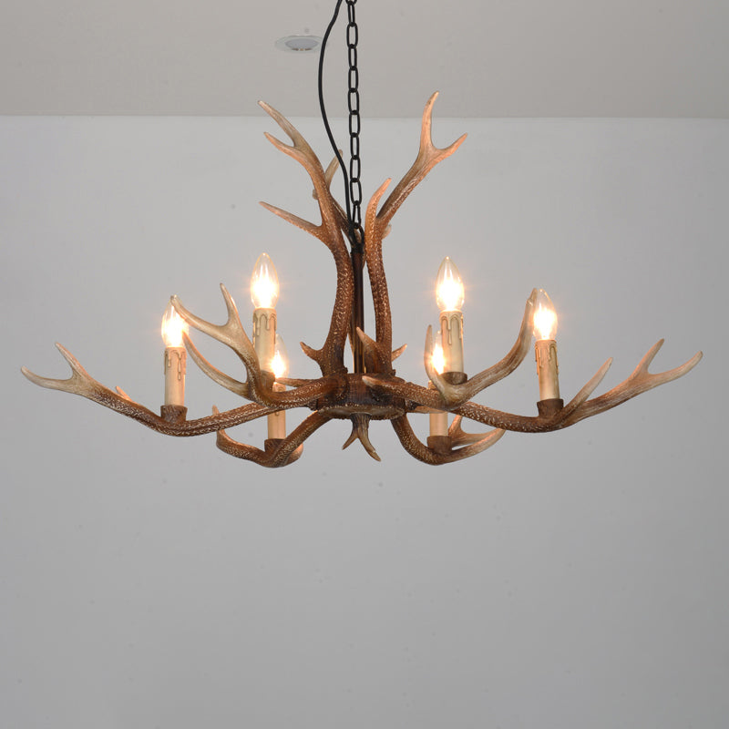 Antler Chandelier: Resin Countryside Living Room Lighting 6 / Coffee