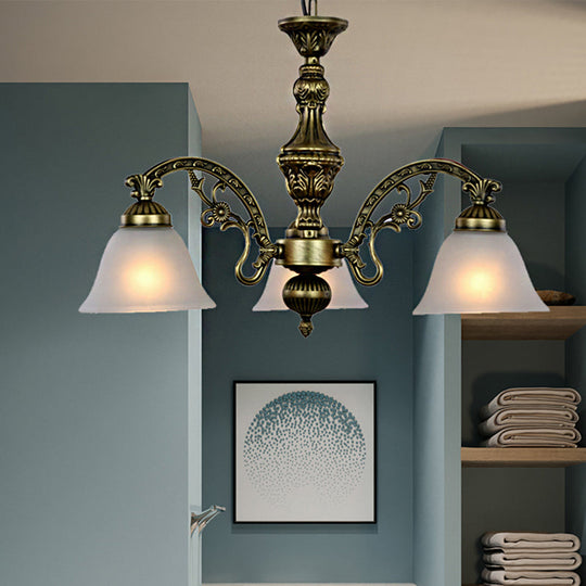 Frosted Glass Black/Bronze Pendant Chandelier With 5 Lights - Traditional Light Fixture Bronze