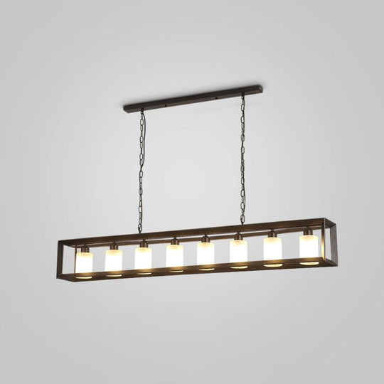 Black Industrial Rectangular Island Pendant Metallic Ceiling Light Fixture 8 /