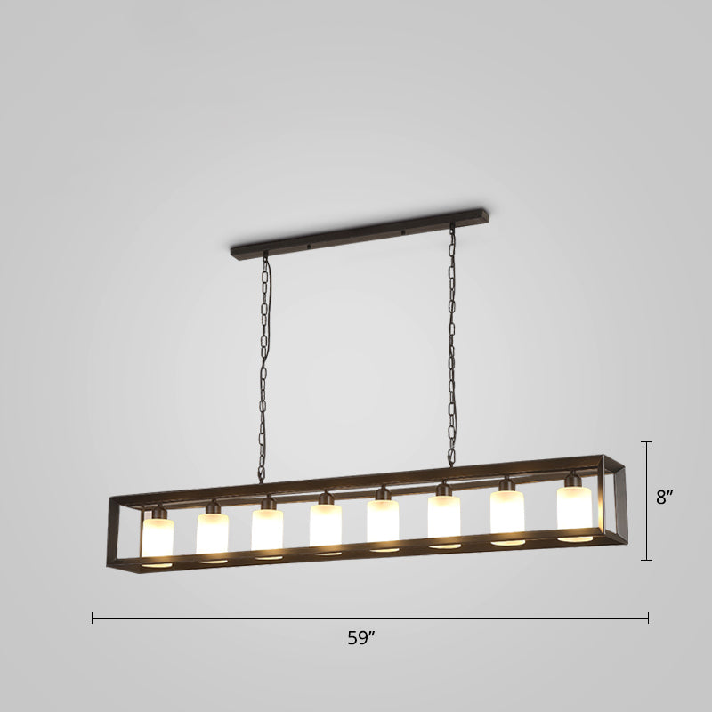 Black Industrial Rectangular Island Pendant Metallic Ceiling Light Fixture