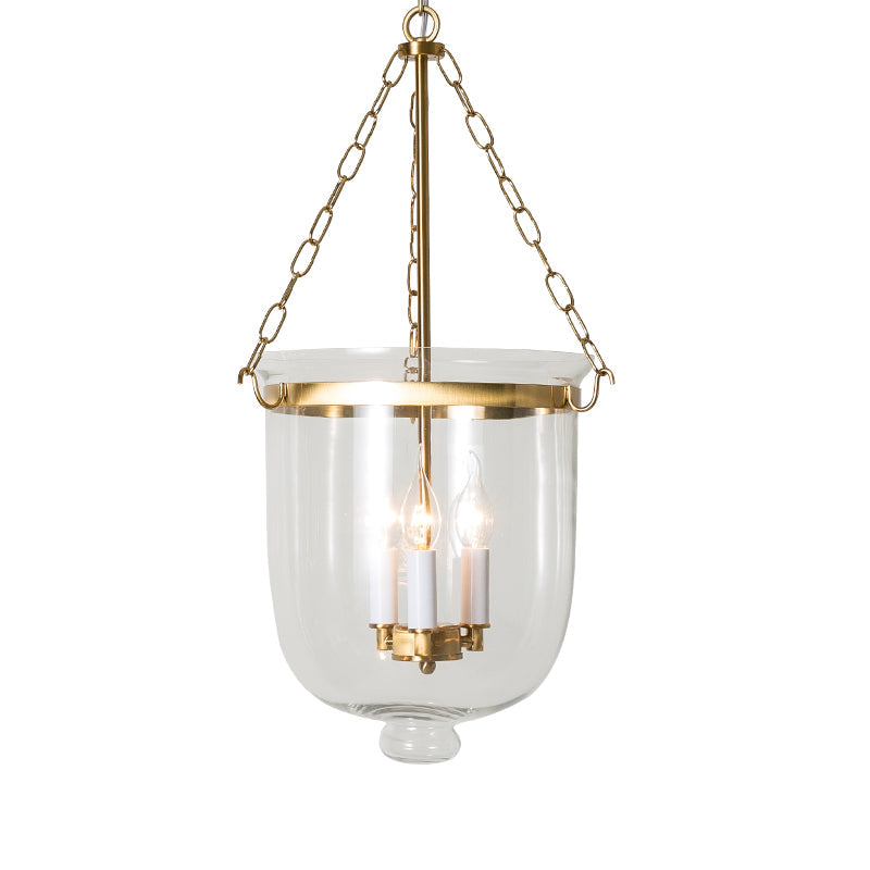 Vintage 3-Light Inverted Cloche Pendant Chandelier with Clear Glass for Living Room