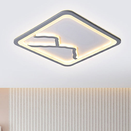 Plafonnier LED contemporain en acrylique à lumière blanche/chaude - Carré/Rectangle, 19,5"/23,5"/35,5" de large