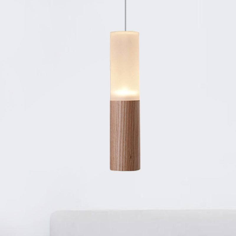 Contemporary Led Pendant Light With Wood Tubular Design For Kitchen Ceiling - Choose 1 5 7 Or 9