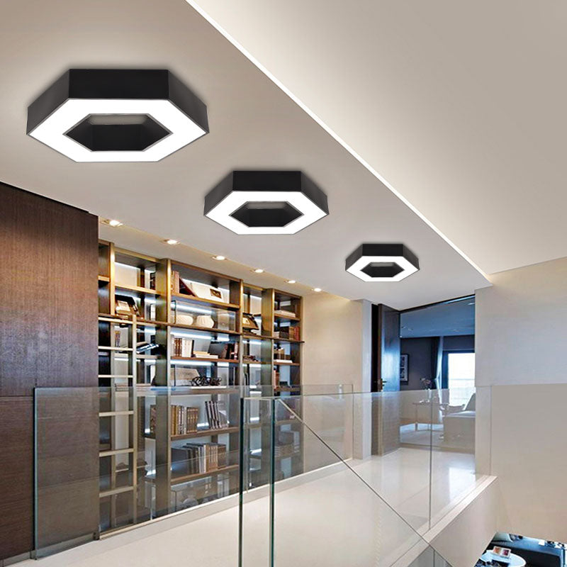 Minimalist Geometric Metal LED Ceiling Mount Light for Offices