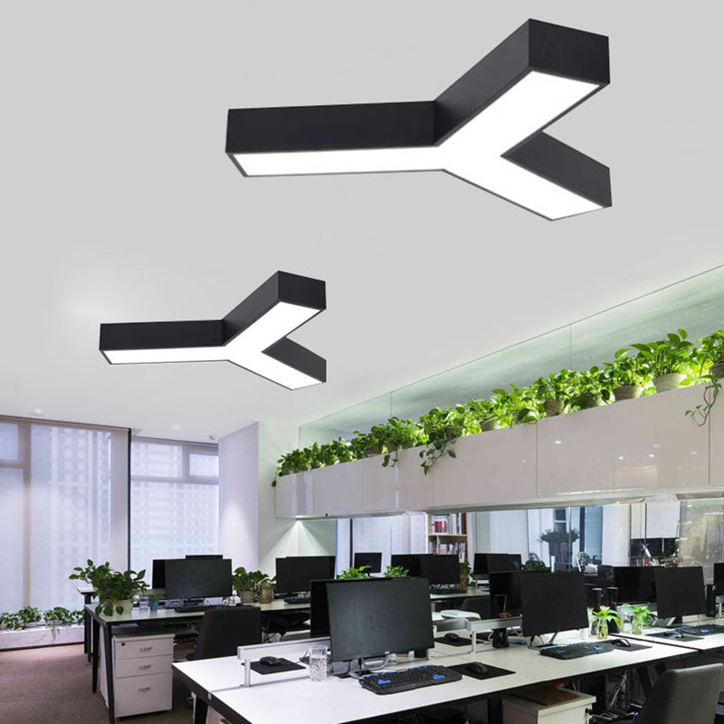 Minimalist Geometric Metal LED Ceiling Mount Light for Offices