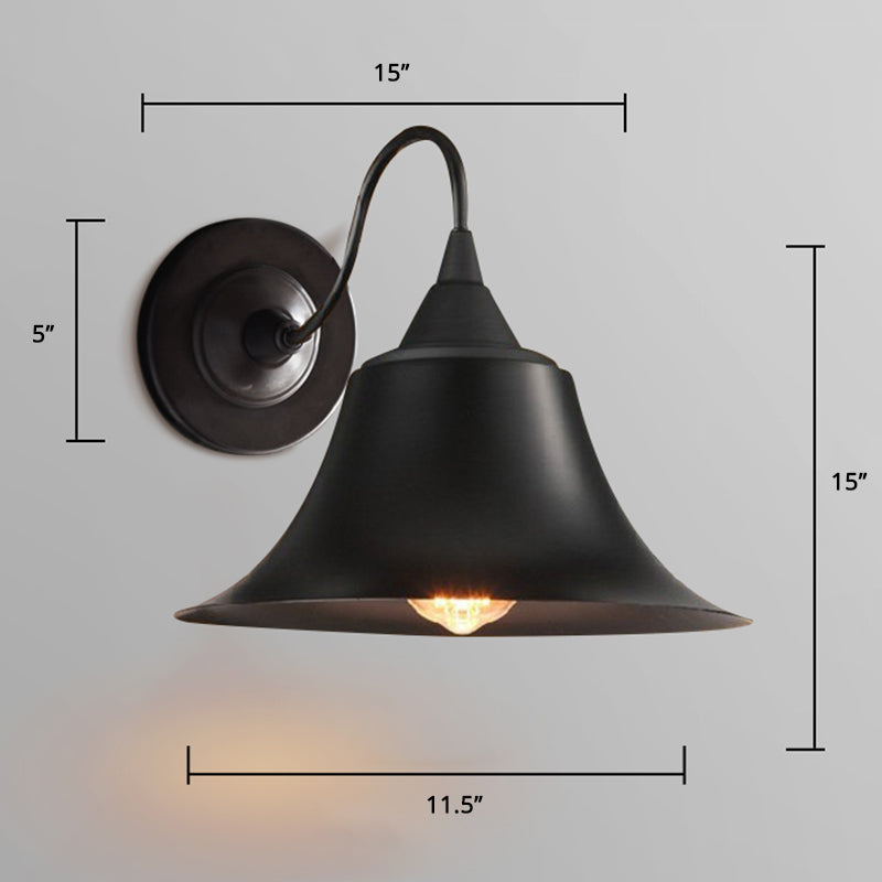 Vintage Metal Black Wall Sconce - Shaded Single Bathroom Lighting Fixture