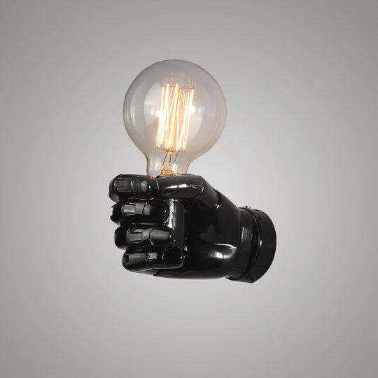 Unique Fist Wall Sconce - Stylish Resin Artistic Corridor Lighting Black