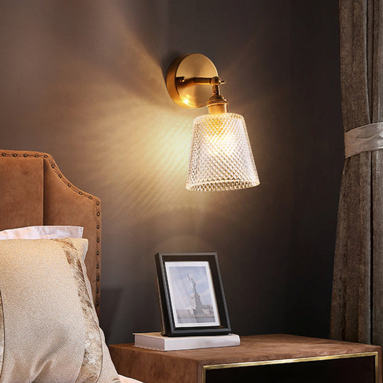 Postmodern Gold Wall Lamp With Tapered Adjustable Sconce Lighting For Bedroom