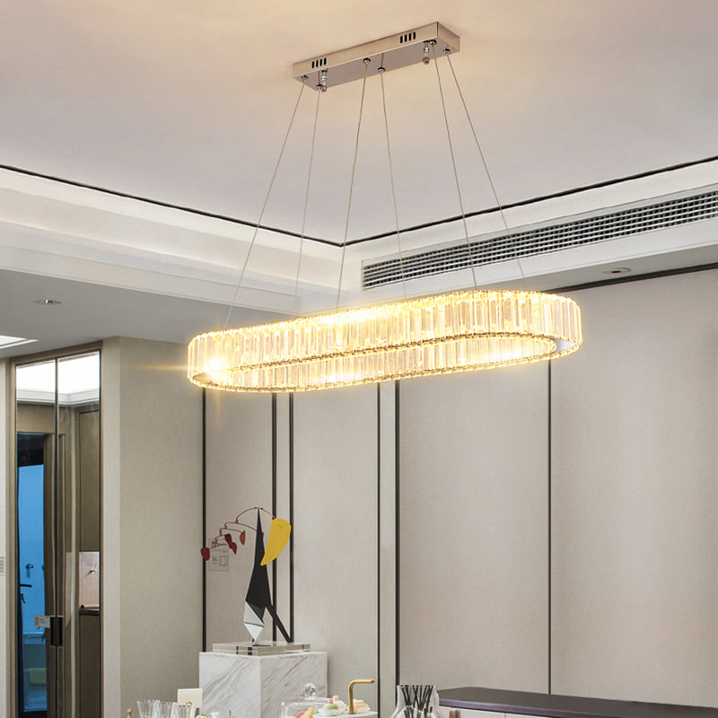 Sleek Led Suspension Lamp With Optical K9 Crystal - Perfect For Restaurants And Islands