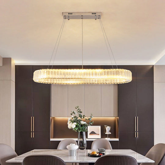 Sleek Led Suspension Lamp With Optical K9 Crystal - Perfect For Restaurants And Islands