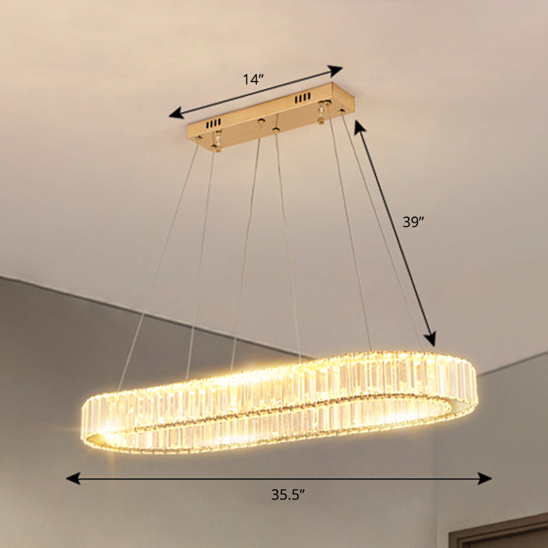 Sleek Led Suspension Lamp With Optical K9 Crystal - Perfect For Restaurants And Islands