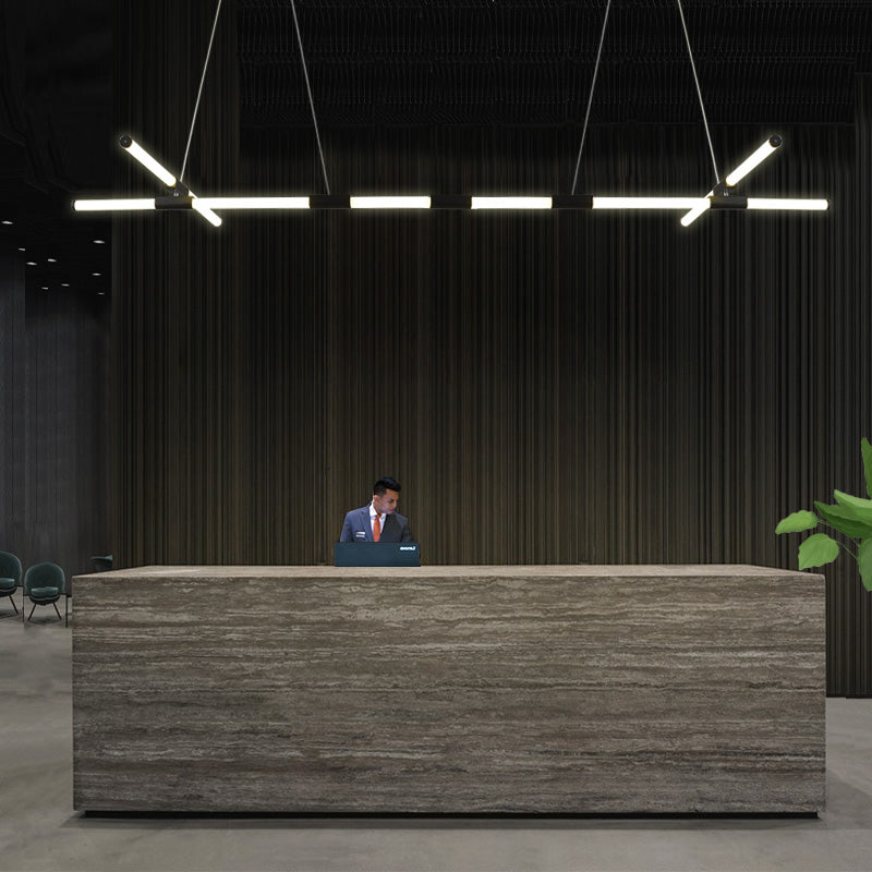 Minimalist Glass Tube Pendant Lamp With Frosted White Shade And Black Led For Offices