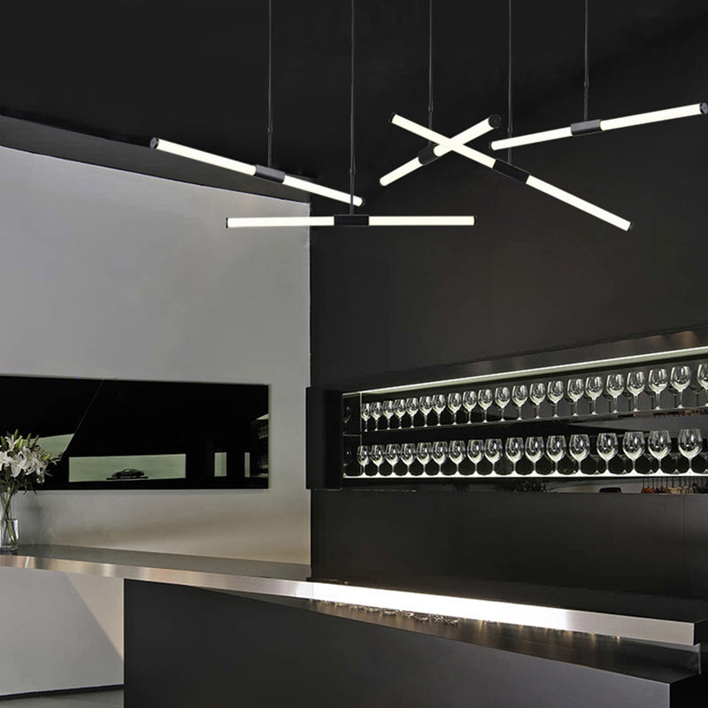 Minimalist Glass Tube Pendant Lamp With Frosted White Shade And Black Led For Offices