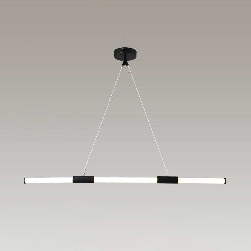 Minimalist Glass Tube Pendant Lamp With Frosted White Shade And Black Led For Offices 3 /