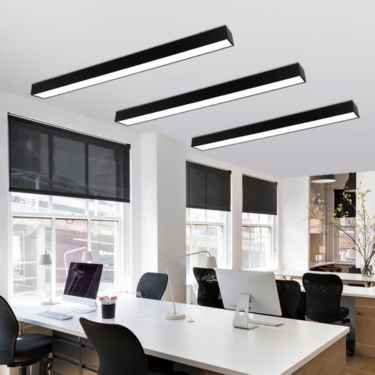 Minimalistic Office Glow: Pole-Shaped LED Metal Flush Mount Ceiling Light