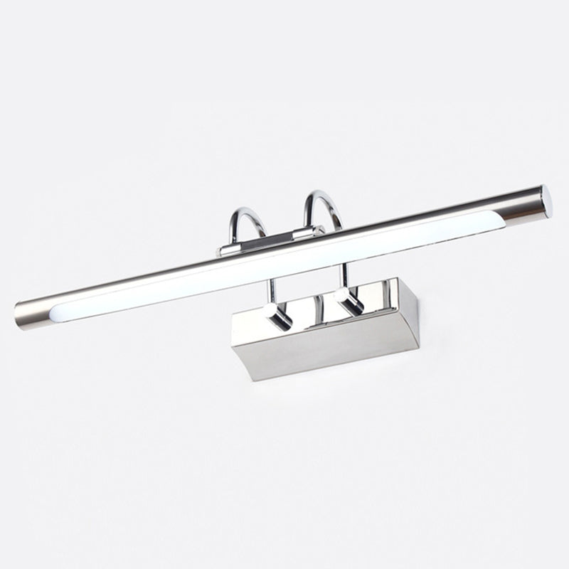 Sleek Tube Shaped Led Vanity Lamp: Stainless Steel Wall Mounted Chrome Finish