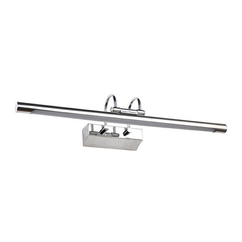 Sleek Tube Shaped Led Vanity Lamp: Stainless Steel Wall Mounted Chrome Finish