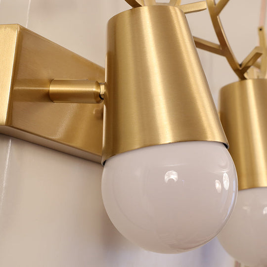 Postmodern Metal Brass Sconce Light With Exposed Bulb Design - Antler Vanity Wall Fixture