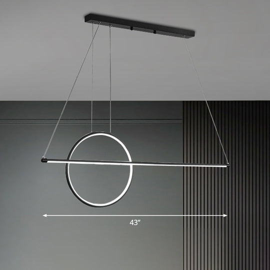 Metallic Circle And Line Led Restaurant Light In Black Modern Island Lighting